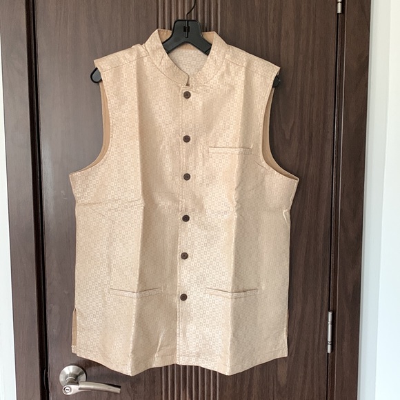 Fabindia Cream Mens Bandi Silk Blend Nehru Overcoat Size 42 - Picture 5 of 5